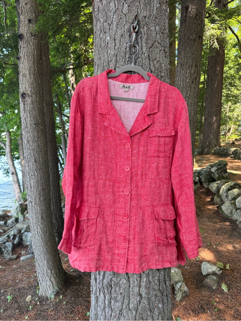 Flax Lightweight Linen Jacket Red  L